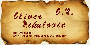 Oliver Mikulović vizit kartica